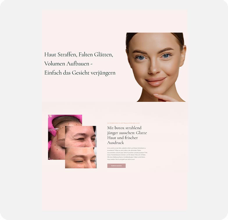 Screenshot einer Website für botox-and-fillers